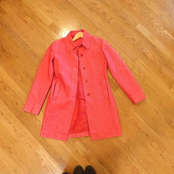 ESPRIT vintage red denim jacket peacoat button XS preppy fall retro classic 90s - Picture 3 of 8